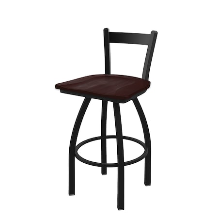 Holland Bar Stool Co 25" Low Back Swivel Counter Stool, Black Wrinkle, Dark Cherry Maple Seat 82125BWDCMpl